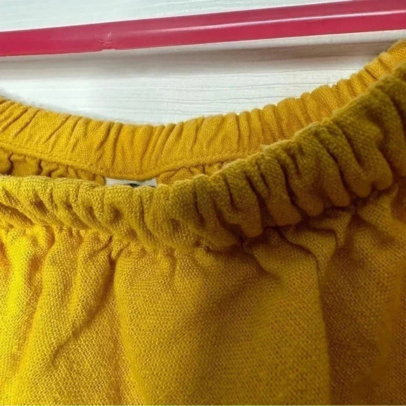 Old Navy Off The Shoulder  Mini Dress Ruffles Linen Yellow Size Extra Small - Picture 6 of 16